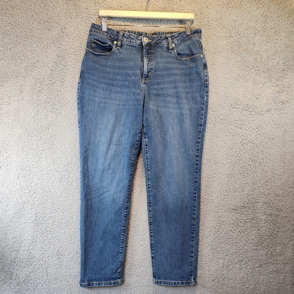 Style & Co Girlfriend Jeans Womens 14 (Fits 32x28) Blue Denim Stretch High Rise